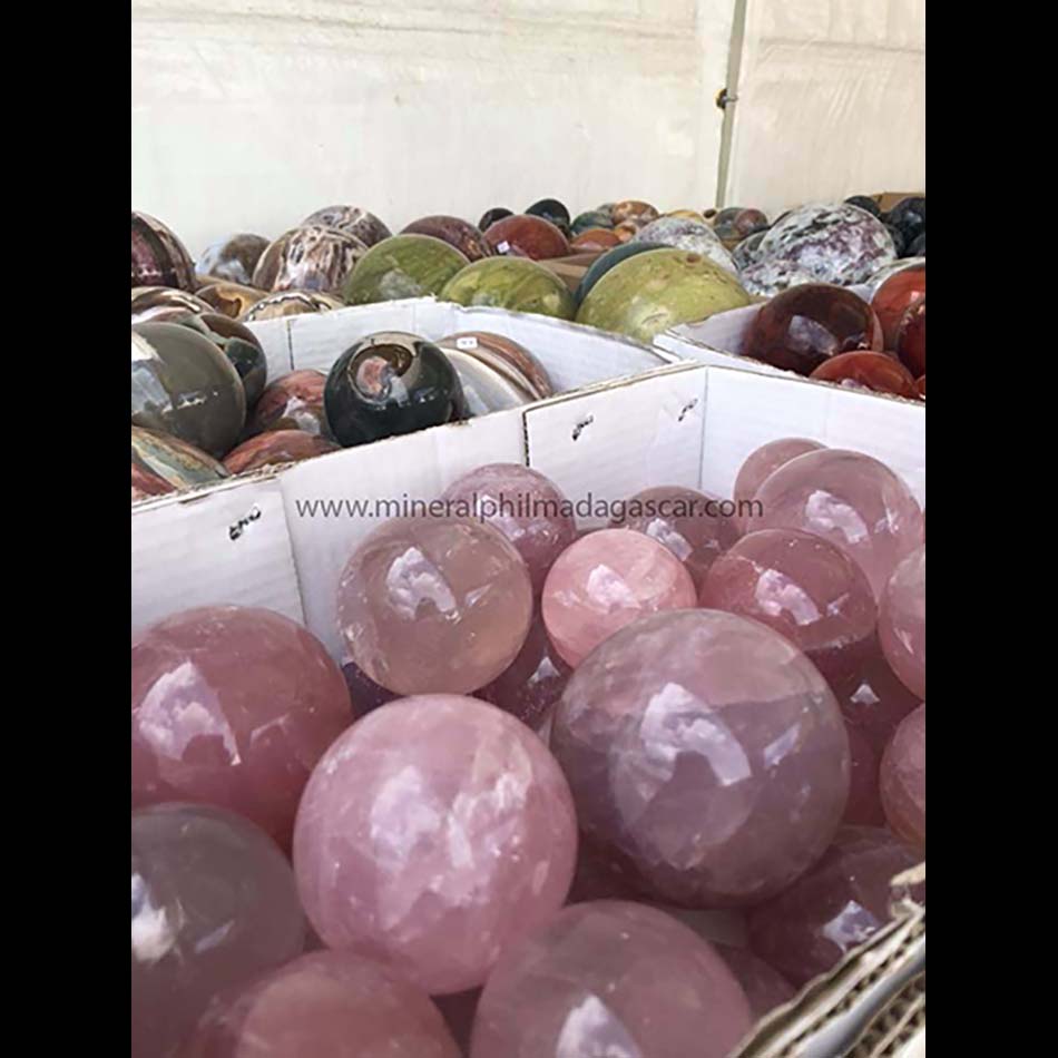 rose quafrtz and jasper spheres