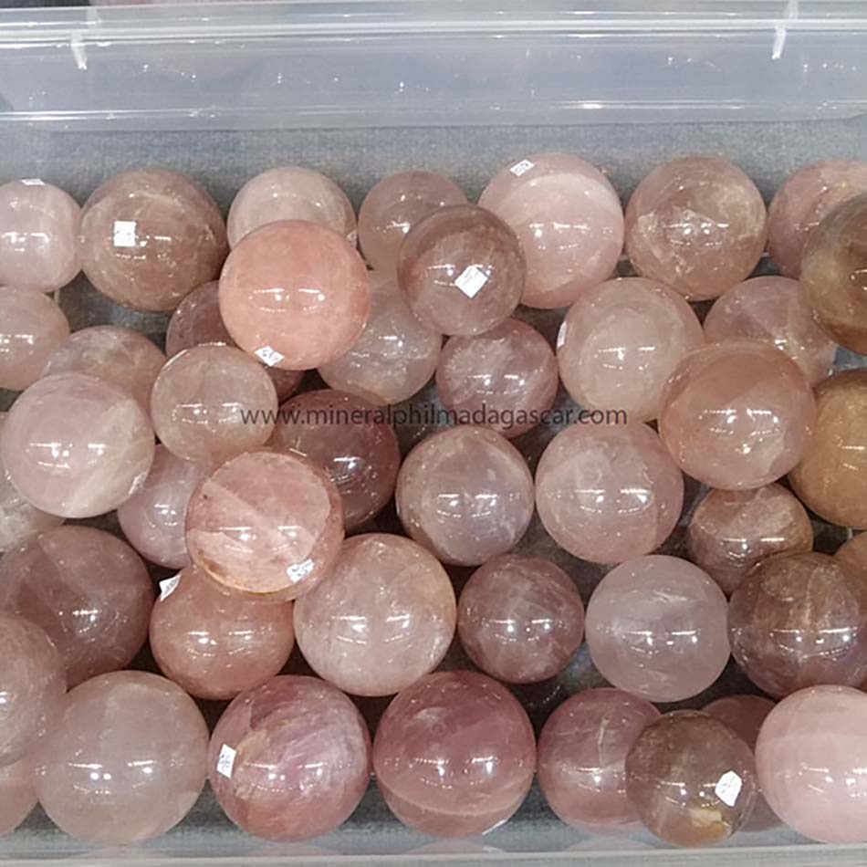 rose quartz spheres with stars